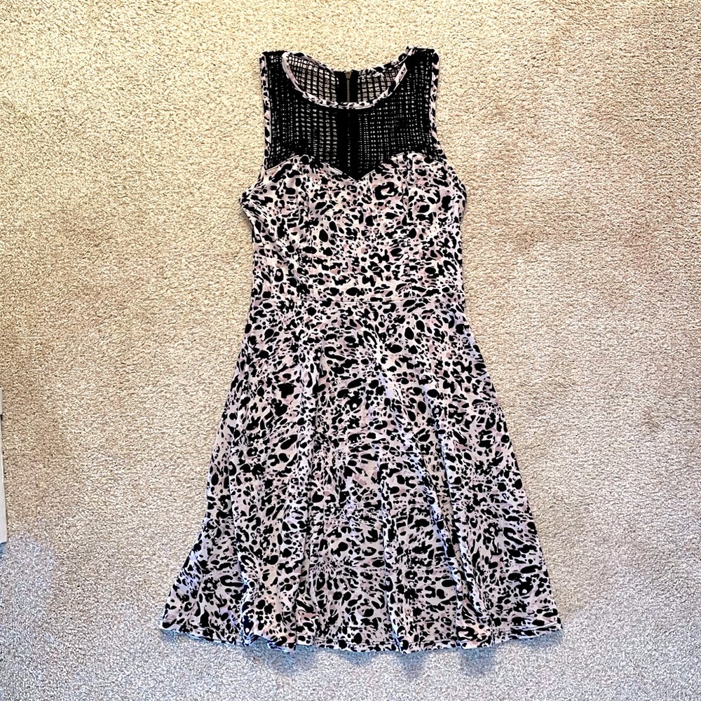Xhilaration sweetheart leopard skater mini dress fit n flare XS crochet